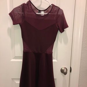 Maroon mini skater dress